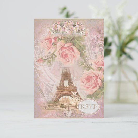 Shabby Chic Eiffel Tower RSVP (Staand voorkant)