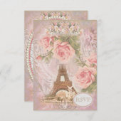 Shabby Chic Eiffel Tower RSVP (Voorkant / Achterkant)