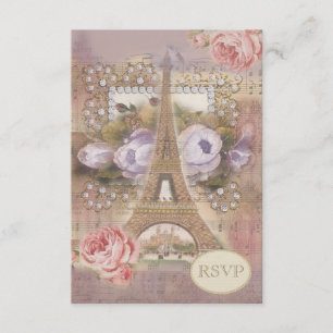 Shabby Chic Eiffel Tower RSVP Kaartje