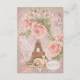Shabby Chic Eiffel Tower RSVP Kaartje