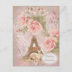 Shabby Chic Eiffel Tower Weddenschap Kaart