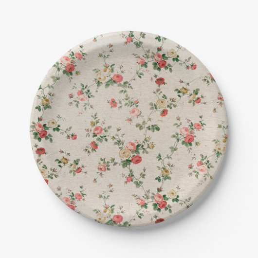 Shabby Chic Elegant Flower Floral Papieren Bordje (Voorkant)