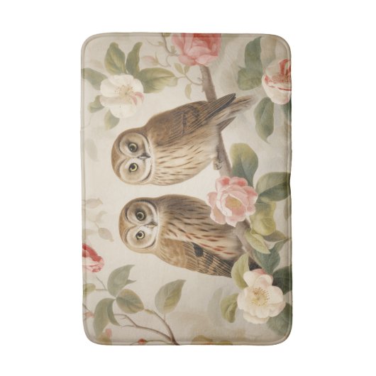 Shabby Chic Elegant Uilen Badmat (Voorkant Verticaal)