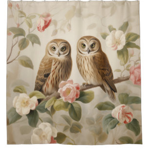 Shabby Chic Elegant Uilen Douchegordijn