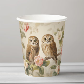 Shabby Chic Elegant Uilen Papieren Bekers
