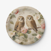 Shabby Chic Elegant Uilen Papieren Bordje (Voorkant)