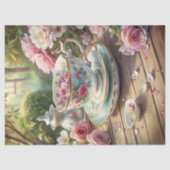 shabby chic Engels kopje met thee rozen Tissuepapier (Voorkant)