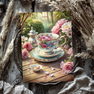  shabby chic Engels kopje met thee rozen Tissuepapier
