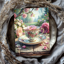 shabby chic Engels kopje met thee rozen Tissuepapier