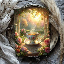 shabby chic Engels kopje met thee rozen Tissuepapier