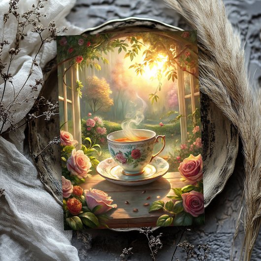 shabby chic Engels kopje met thee rozen Tissuepapier