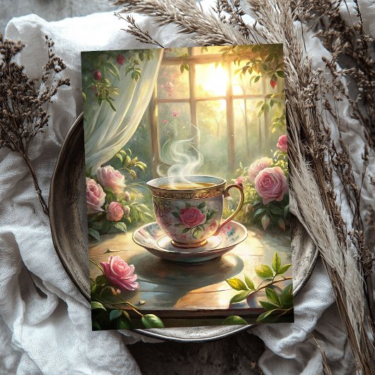 shabby chic Engels theekop rozen Tissuepapier