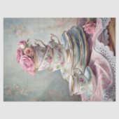 shabby chic Engelse theekopjes rozen Tissuepapier (Voorkant)