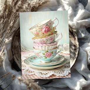  shabby chic Engelse theekopjes rozen Tissuepapier
