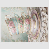 shabby chic Engelse theekopjes rozen Tissuepapier (Voorkant)