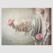 shabby chic Engelse theekopjes rozen Tissuepapier (Voorkant)
