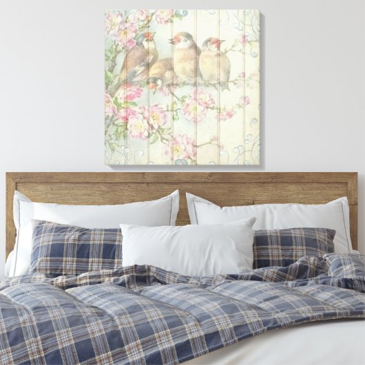 Shabby Chic Faded Floral Art Design Canvas Afdruk (Insitu (Slaapkamer))