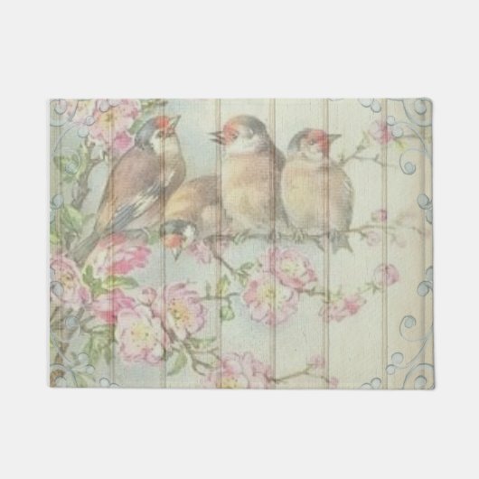 Shabby Chic Faded Floral Art Design Deurmat (Voorkant)