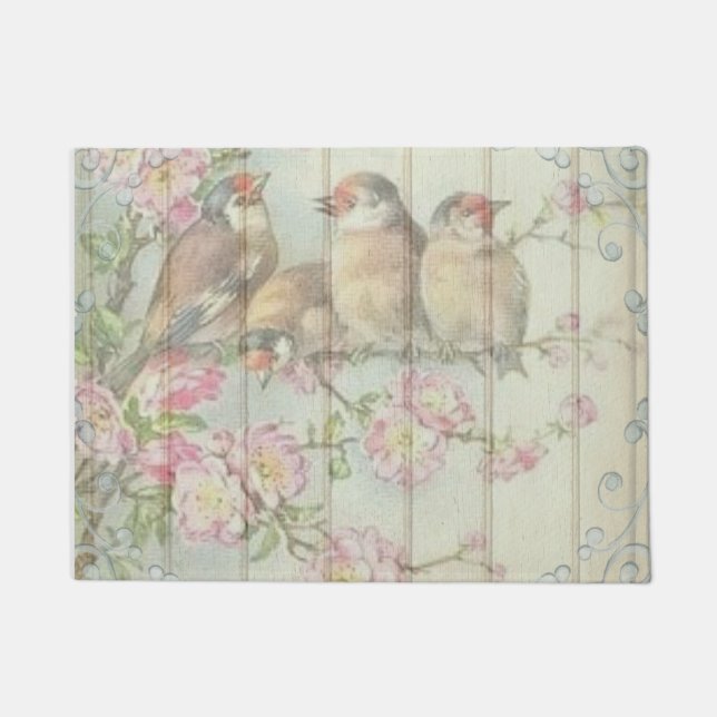  Shabby Chic Faded Floral Art Design Deurmat (Voorkant)