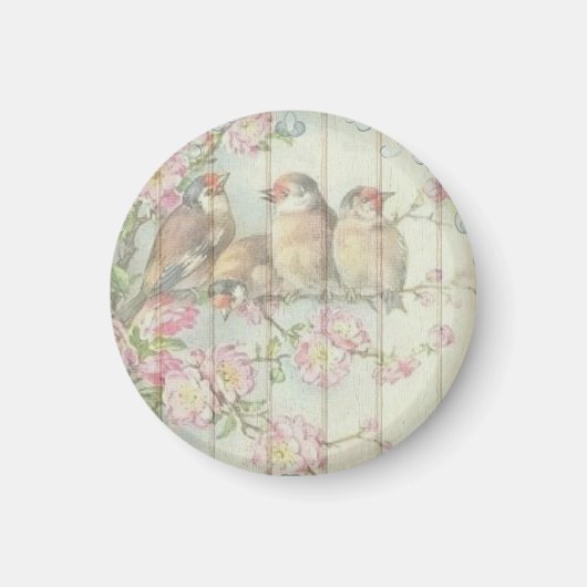  Shabby Chic Faded Floral Art Design Magneet (Voorkant)