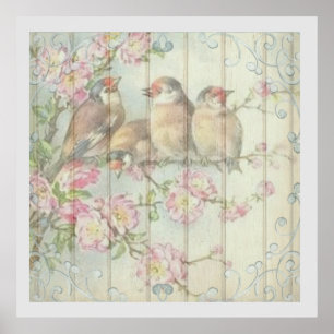 Shabby Chic Faded Floral Art Design Poster