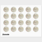 Shabby Chic Faded Floral Art Design Ronde Sticker (Vel)
