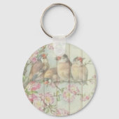  Shabby Chic Faded Floral Design Sleutelhanger (Voorkant)