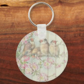  Shabby Chic Faded Floral Design Sleutelhanger (Achterkant)
