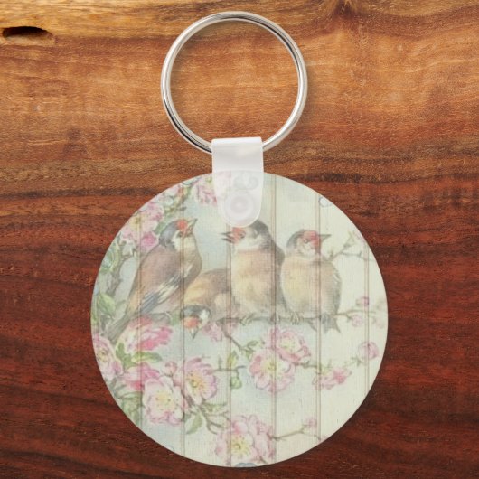  Shabby Chic Faded Floral Design Sleutelhanger (Achterkant)