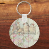 Shabby Chic Faded Floral Design Sleutelhanger (Voorkant)