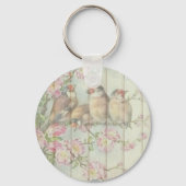  Shabby Chic Faded Floral Design Sleutelhanger (Achterkant)