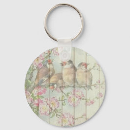  Shabby Chic Faded Floral Design Sleutelhanger