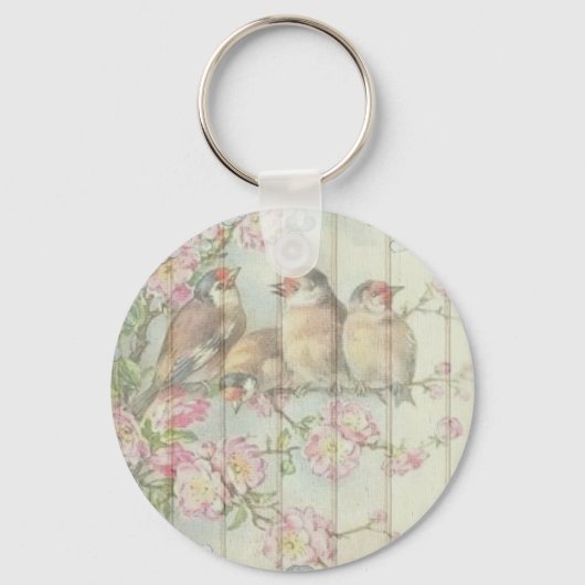  Shabby Chic Faded Floral Design Sleutelhanger (Achterkant)