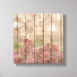  Shabby Chic Faded Red Roses Canvas Afdruk