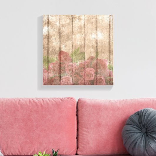  Shabby Chic Faded Red Roses Canvas Afdruk (Insitu (Woonkamer))