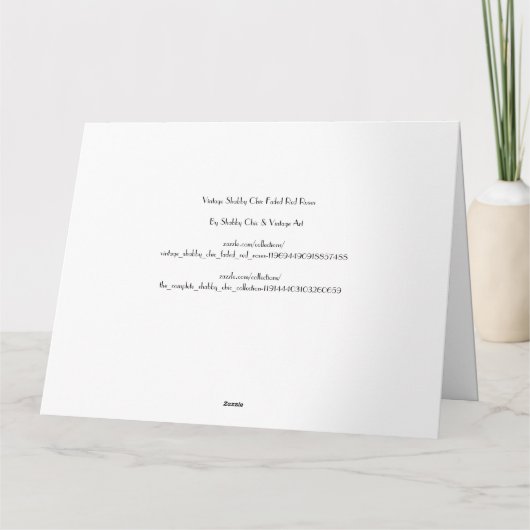 Shabby Chic Faded Red Roses Kaart (Achterkant)