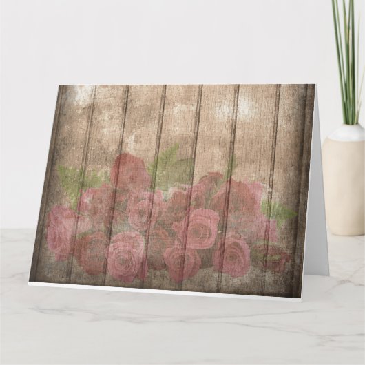 Shabby Chic Faded Red Roses Kaart (Voorkant)
