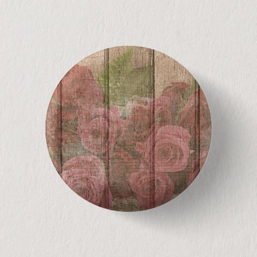 Shabby Chic Faded Red Roses Ronde Button 3,2 Cm (Voorkant)