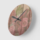  Shabby Chic Faded Red Roses Ronde Klok (Hoek)
