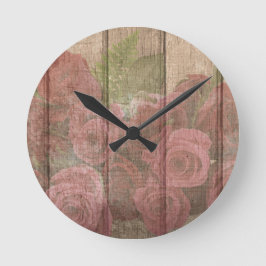  Shabby Chic Faded Red Roses Ronde Klok
