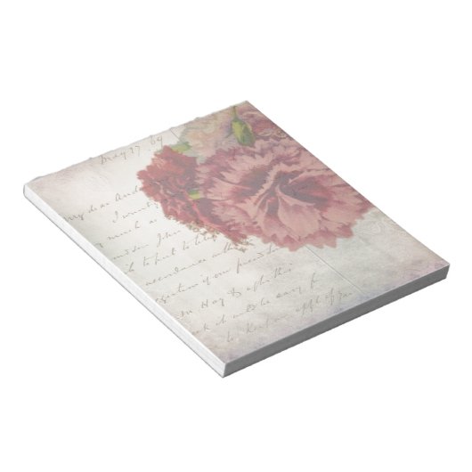  Shabby Chic Faded Roos & Antiek script Notitieblok (Schuin)