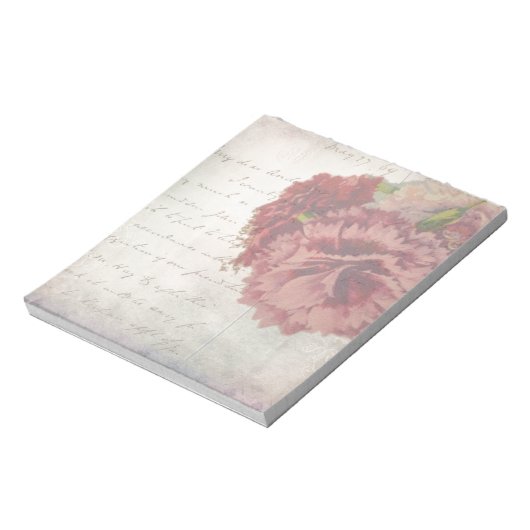  Shabby Chic Faded Roos & Antiek script Notitieblok (Linkerzijde)