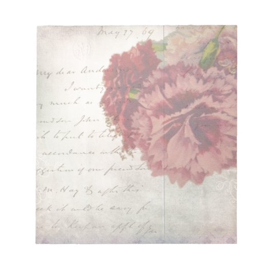  Shabby Chic Faded Roos & Antiek script Notitieblok (Voorkant)
