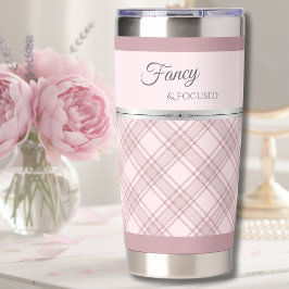 Shabby Chic Fancy and Focused Pink Plaid Geïsoleerde Drinkbeker