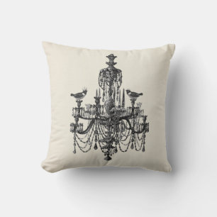 Shabby Chic Faux linen Elegant chandelier Kussen