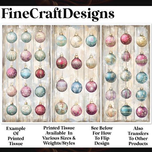 Shabby Chic Feestelijke Bauble Ornamenten AN1 Deco Tissuepapier