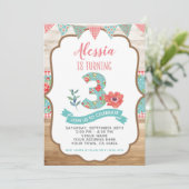 Shabby Chic Floral 3rd Birthday Invitation Kaart (Staand voorkant)