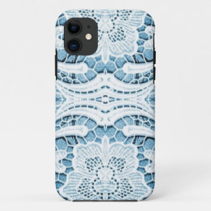 Shabby Chic Floral aqua blauw bohemian chique kant iPhone 11 Hoesje