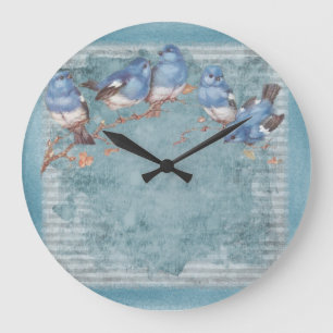  Shabby Chic  Floral Birds Large Cloc Grote Klok