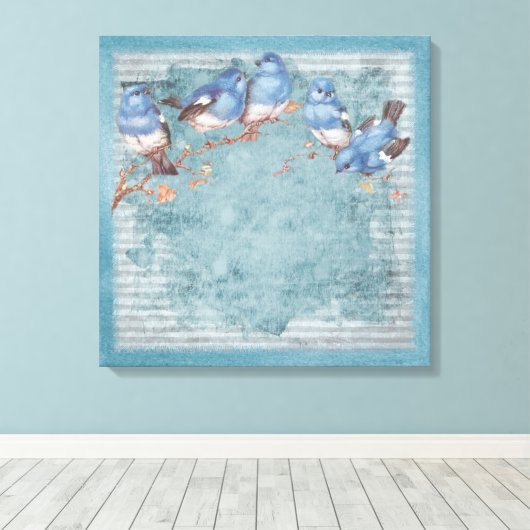  Shabby Chic Floral Birds of a Feather Canvas Afdruk (Insitu (Houten vloer))